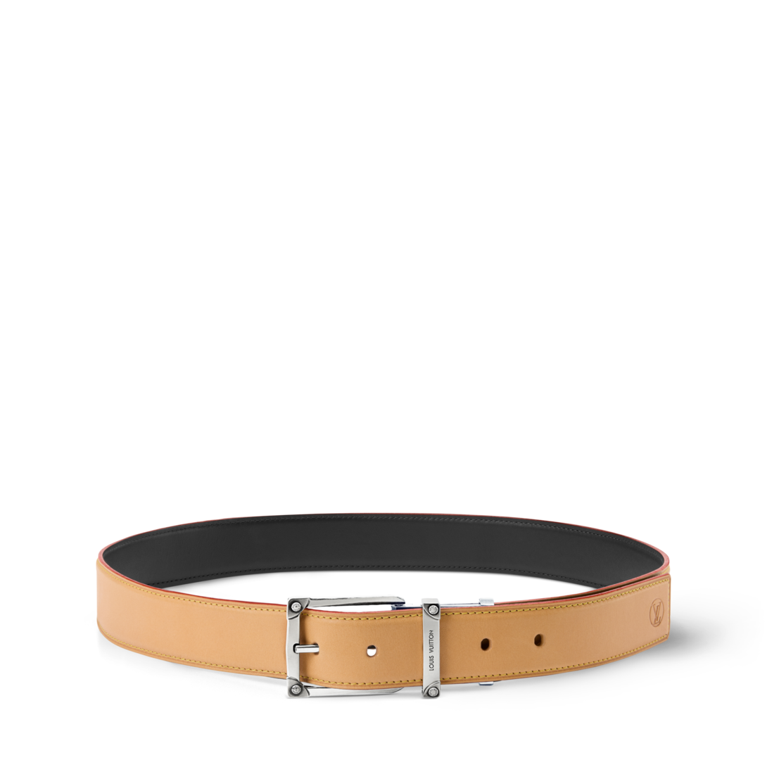 ルイヴィトン  コーナー ピン トランク 35MM レザーリバーシブルベルト メンズ 90 LOUIS VUITTON - ルイヴィトン コーナー ピン トランク 35MM レザー